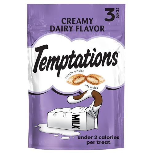 Temptations Classic Crunchy and Soft Cat Treats Creamy Dairy Flavor, 3 oz. Pouch
