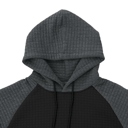 Mens Hoodies Pullover Big and Tall Long Sleeve Drawstring Hooded Sweatshirts Casual Color Block Waffle Knit Sweaters4