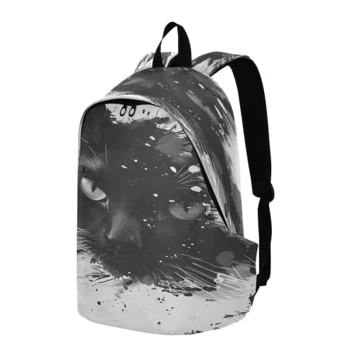 Sac à dos pour ordinateur portable chat noir confortable contre le mal de dos