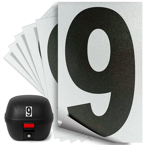 iSYFIX Black Vinyl Number 9 Sticker, Reflective Background, 1.5 in, 6 Pack