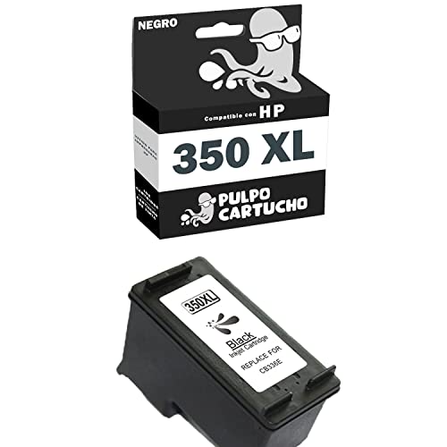 Pulpo Cartucho   Cartucho de Tinta 350 XL Negro Compatible con HP 350 XL/Ref. CB336EE   XL   Alta Capacidad   Valido para Impresoras DeskJet D, PhotoSmart C, PhotoSmartx D
