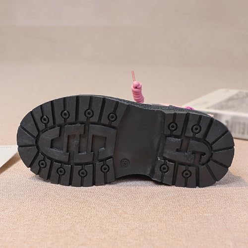 Girls Ankle Boots Lace up Sie Zipper Combat Booties Lug Sole Chunky Heel Boots Winter Wram Fuax Fur Lined Dress Shoes2