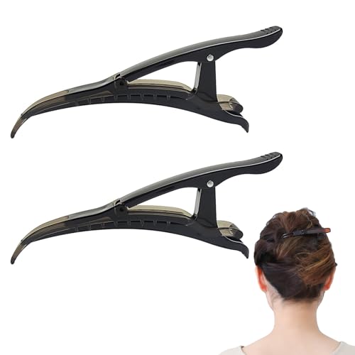 しっかりロック ヘアクリップ 特許登録 11.5cm Lサイズ しっかりまとまる (ブラック, 2個セット)