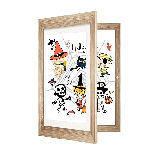 Lot De 2 Cadres Photo Pour Dessins D'Enfants - Format A4, Ouverture Frontale Magnétique, En Bois Blanc, 24x33 Cm