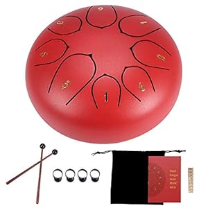 Slit Drums, Steel Tongue Drum, 6 inch 8 Tone D-toets, Handpan Drum met Drumsticks, Tas, Vingerdeksel, Percussie-instrument voor Muziekconcert, Red
