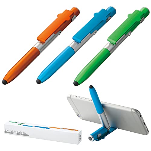 Fujiplus 3本セット ボールペン 多機能 タッチペン ペンライト スマホスタンド 筆記用具 文具 スマホペン· 会議 アウトドア 防犯 防災