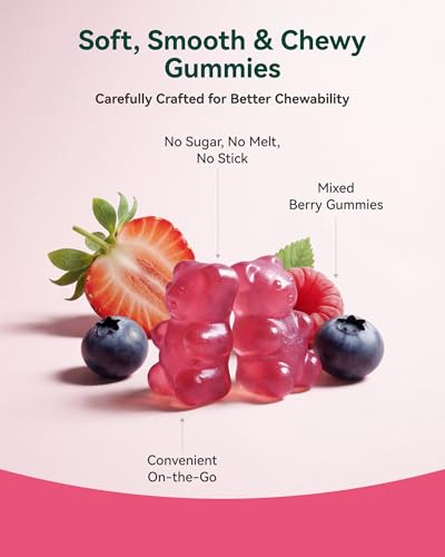 Image of Magnesium Glycinate Plus Gummies 860mg, Sugar-Free, Non-GMO, Gluten-Free, Magnesium Gummies for Adults & Kids, Sleep, Relaxation & Focus, Magnesium Supplement for Women, Mixed Berry Flavor, 120 Count