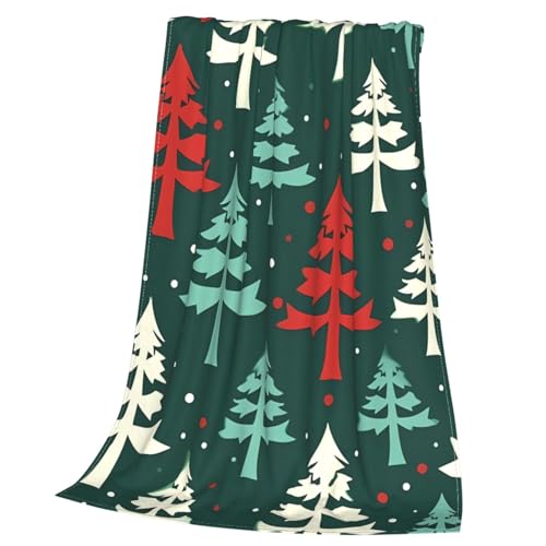 Couverture en micro polaire avec imprimé sapin de Noël plaid chaud pour lit