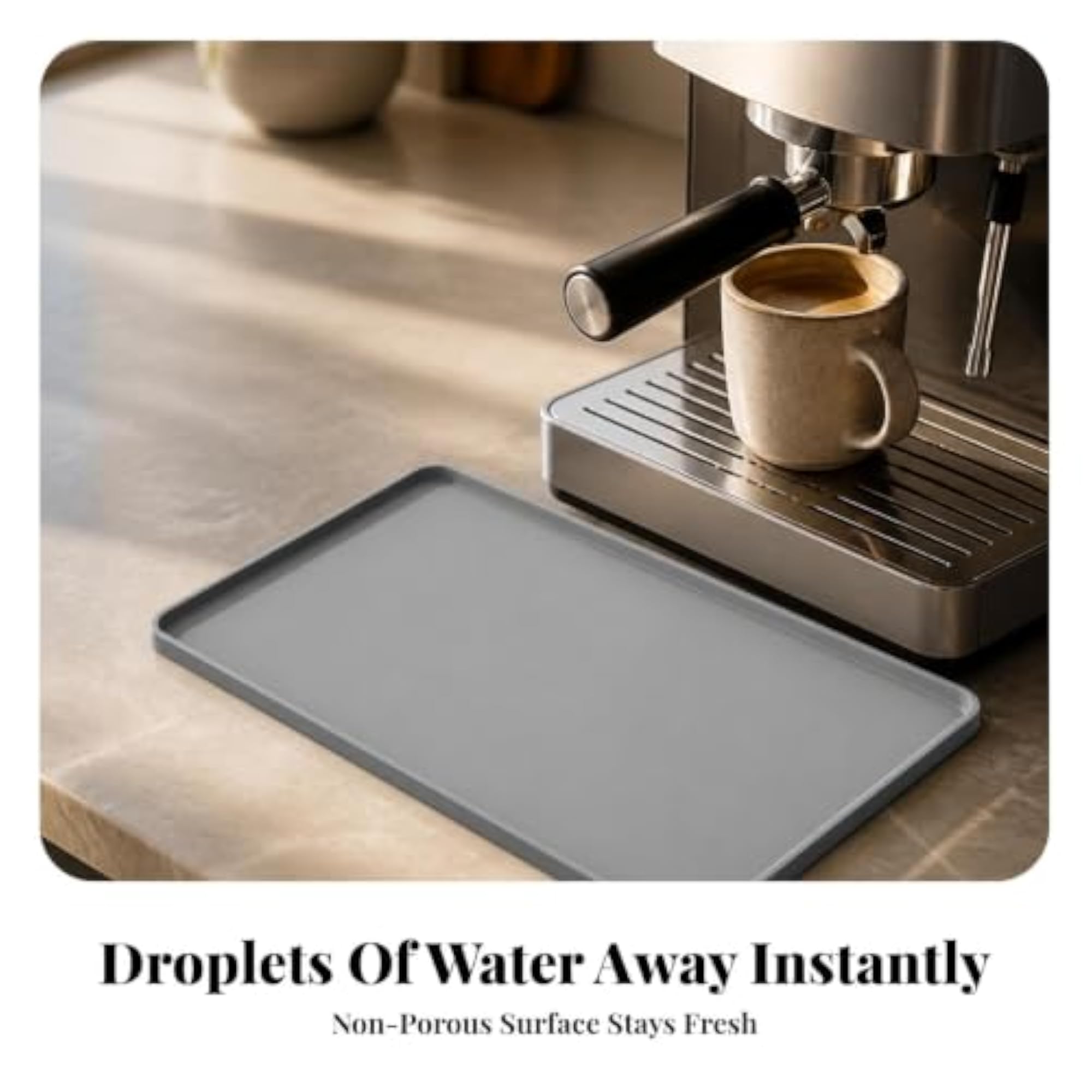 Silicone Drip Mat with Raised Lip, Easy to Clean