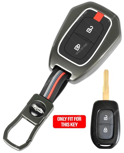 Image of Coll of Fest Premium Metal Silicon Key Cover Compatible with Renault Kiger | Kwid | Duster 2016 | Triber 2 Button Smart Key Cover Metal and Silicon Protection Glow in the Dark