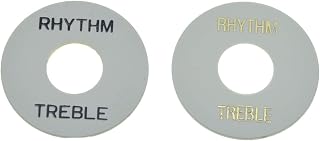 KAISH White with Gold and Black Letters LP Toggle Switch Washer Rhythm Treble Ring for Les Paul