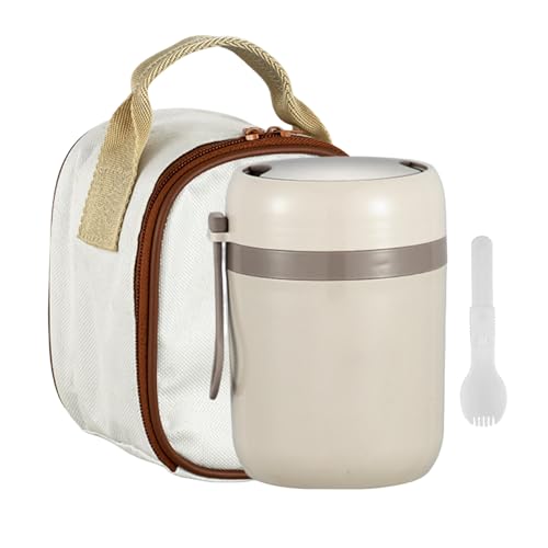 Jarra de comida aislada de 500 ml antiderrames con cuchara plegable para sopa y guisados 7