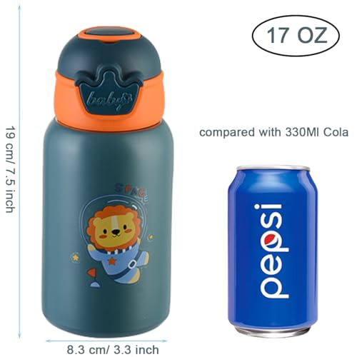 Rosechen HGAJ BLUE Cute Insulated Water Bottle With Straw Strap Kids, 17 Oz Metal Cups For Hot And Cold Drinks, Bpa Free Stainless Steel Thermoses Leak-Proof Flask For Boys And Girls School Indoor Outdoor Sports thumb #5