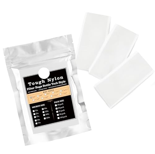 Gutenberg's Tough 2x4 inch Bottle Tech Style Nylon Micron Filter Bags | BTS Tea Filter Bags (10-Pack, 37u (Micron))