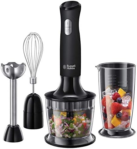 Russell Hobbs 24702 Desire 3 in 1 Hand Blender with Electric Whisk and Vegetable Chopper Attachments, Matte Black