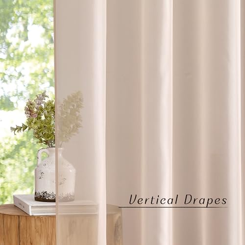 Image of NICETOWN Taupe Sheer Curtains 90 inches Long, Grommet Airy & Elegant Light Filtering Soft Sheer Lightweight Window Treatment for Bedroom /Living Room, W54 x L90, 2 Panels