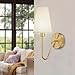 Electro bp;Single Head Classic 1 Light Wall Sconce Lighting Fixture Gold with Cream White Linen Fabric Lamp Shades E12 40W Hardwired (Set of 2);
