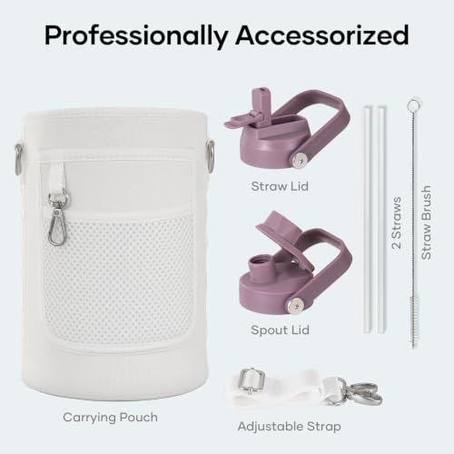 Image of BUZIO 64 oz Insulated Stainless Steel Water Bottle with Dust-proof Lids