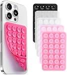 6 Pcs Silicone Suction Cup Phone Holder, Double-Sided Sticky Phone Suction Grip Accessories, Waterproof Hands-Free Suction Smartphone Mount, Cellphone Case Accessories (Pink, White, Black)
