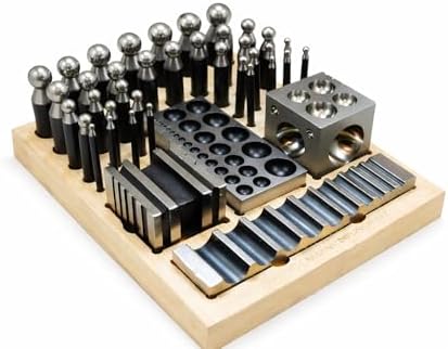 Jumbo Dapping Punch Set 40 Pieces – Metal Forming & Jewelry Making Tool Kit with Steel Dapping Block for Silversmithing, Metalsmithing & Craft Work image 3