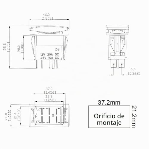 Miniatura 6 de Gebildet Interruptor De Señal De Giro Azul 4 Pines On Off On Interruptor Basculante Grabado Con Láser Spdt Interruptores De Palanca 12 V 20 A 24 V 10 A Para Automóviles Rv Campers Remolques