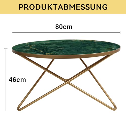 Table Basse Ronde 80cm Verre Marbré, HOLTICO