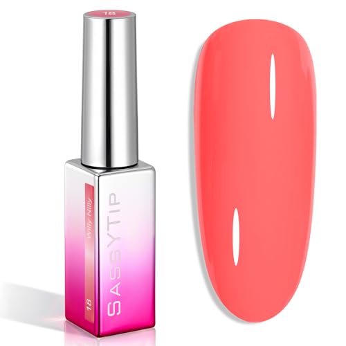 SASSYTIP Hot Pink Gel Nail Polish, Grapefruit Pink Color Nail Polish, Hema & TPO Free 7.5ml Soak Off, Long Lasting UV LED Cured Gel Polish, Art Manicure Salon DIY at Home for Women
