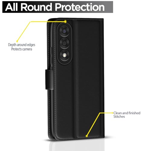 Image of Amazon Basics Flip Cover for OnePlus Nord 5 5G Leather Finish | Wallet Stand and Shock Proof | Inside TPU with Card Pockets | Complete Protection Flip Case (Black)