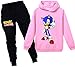 Silver Basic Niños y Niñas Sonic The Hedgehog Chándal Sudadera con Capucha y Pantalón Conjunto Sonic Camisa y Pantalón Traje Fanáticos de Sonic 120,Rosado Traje de Sonic-3