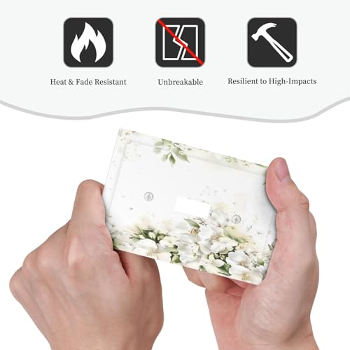 Decorative Switch Plate Covers Rustic Ink Green Leaves White Florals Flower 1 Gang Light Switch Cover Plate Single Toggle Wall Plate Outlet Covers Wall Plate Faceplate for Home Decor