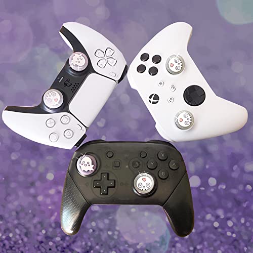BelugaDesign Ghost Thumb Grips | Big Glitter Halloween Gothic Clear Jelly Joystick Grip Button Caps | Compatible with Sony Playstation PS5 PS4 Xbox Series X S Nintendo Switch Pro Controllers - Image 2