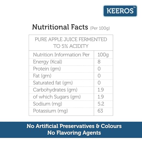 Image of Keeros Apple Cider Vinegar with Mother | Raw, Unfiltered & Unpasteurised ACV | Rich in Antioxidants | Supports Digestion, Blood Sugar Control & Heart Health | Natural Detox Drink (500ml, Pack of 3)