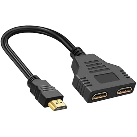 HDMI Splitter 1 in 2 Out Adapter Cable, 1080P HDMI to Dual HDMI 1 to 2 Way,for Dual Monitors Duplicate/Mirror, Support Two TVs at The Same Time, for HDMI HD, LCD, TV Cover