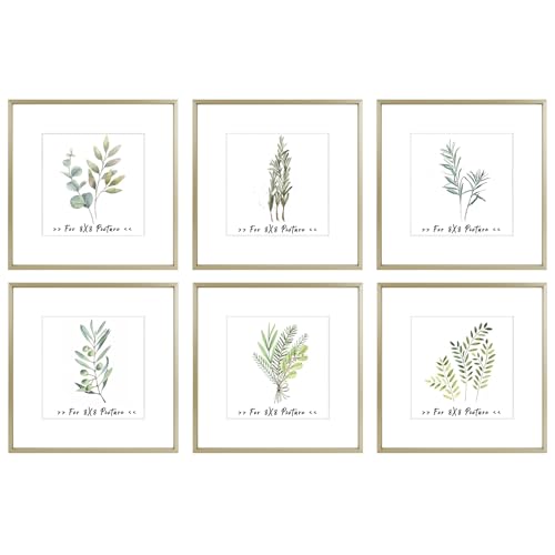 Golden State Art 12x12 Gold Aluminum Frame, Real Glass, Mat Fits 8x8