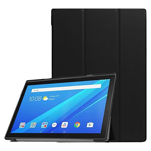 ProCase Lenovo Tab 4 10-fodral, smalt stativ hårt skal smart fodral för 2017 Lenovo Tab 4 10,1 tum (modell: TB-X304), med automatisk sov/vakna – svart