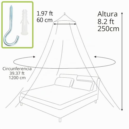 Miniatura 4 de Diwuji Canopy De Mosquitera Universal, Mosquito Net Blanca De Color Blanco Con Diseño De Cúpula, Fácil Cama Colgante Canopy Netting, Protección De Red De Insectos Para Camas Individuales Y Dobles