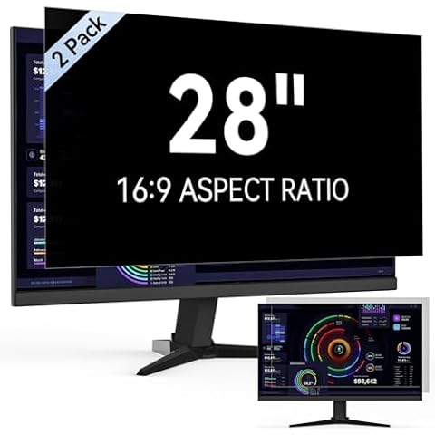 Protescreen [2-Pack 28 Inch Computer Privacy Screen Filter for 16:9 Widescreen Monitor, Removable Eye Protection Anti Glare Blue Light Filter Privacy Shield, Anti Spy Screen Protector Film 28 In Cover