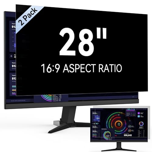 Protescreen [2-Pack 28 Inch Computer Privacy Screen Filter for 16:9 Widescreen Monitor, Removable Eye Protection Anti Glare Blue Light Filter Privacy Shield, Anti Spy Screen Protector Film 28 In