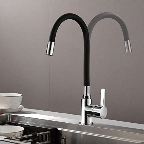 STANEW küchenarmatur küche Mit Flexibler Verformbar Silikonschlauch 360° Schwenkbar Edelstahl Einhebelmischer Wasserhahn，Messing Chrom Spültischarmatur Armatur Mischbatterie