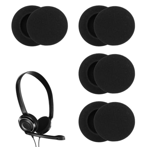 4 Paires Coussinets de Rechange en Mousse pour Casque d'Écoute, Diamètre 5 cm Coussinets Casque Audio, Souple Confortables Remplacement Universel (Noir)