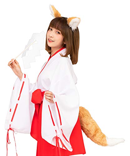 [クリアストーン] けもみみしっぽセット ハロウィン コスプレ きつね カチューシャ しっぽ ユニセックス ブラウン 衣装 仮装 コスチューム