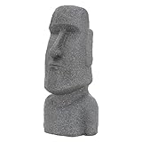 ECD Germany Moai Figur Rapa Nui Kopf 78cm hoch, Anthrazit, aus wetterfestem Steinguss Kunstharz, Osterinsel Statue als Dekoration für Haus & Garten, Gartenfigur Dekofigur, Skulptur für Innen und Außen