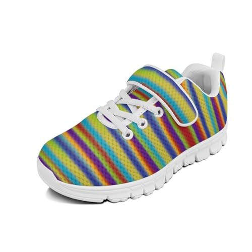 Boys Sneakers Kids Running Shoes Girls Mesh Fitness Shoe Indoor Training Sneaker Lightweight Outdoor Sports Athletic Tennis Shoes for Little Kid/Big Kid Rainbow Pattern