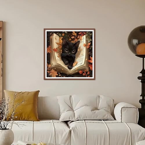 Kulvci Black Cat Diamond Painting Kits for Adults, Diamond Art Kits for Beginners, 5D DIY Full Drill Gem Craft for Home Decor Gift 12x12inch - Image 2