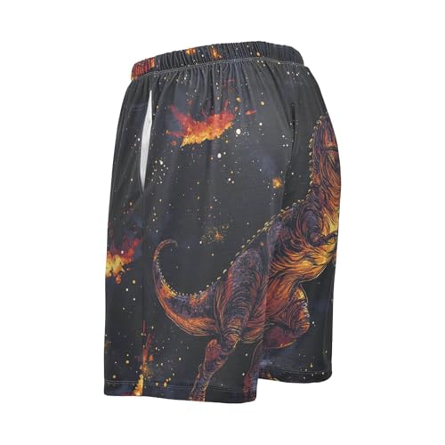 Men's Short Pajama Bottoms Fire Dinosaur Galaxy Home Casual Sleep Pants2