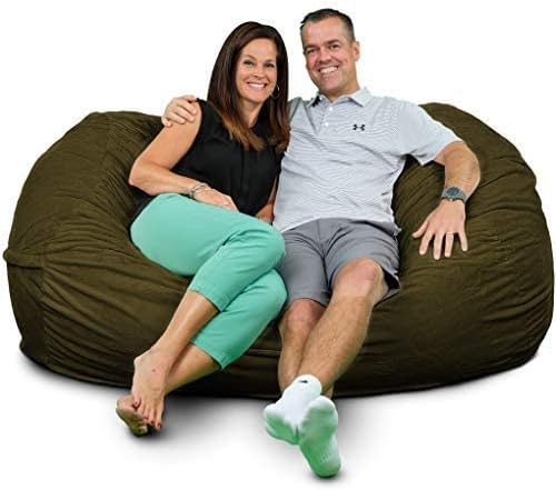 ULTIMATE SACK Bean Bag Chairs in Multiple Sizes and Colors: Giant Foam-Filled Furniture - Machine Washable Covers, Double Stitched Seams, Durable Inner Liner. (Lounger, Olive Suede)