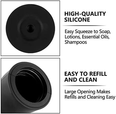 Miniatura 6 de Botella exprimidora de jabón para fregadero de cocina, dispensador de jabón de manos de silicona para baño, dispensador de encimera (negro)