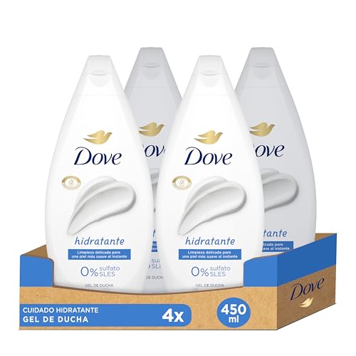 Dove Gel de Ducha Hidratante Limpieza delicada para una piel suave, 450 ml (Paquete de 4)