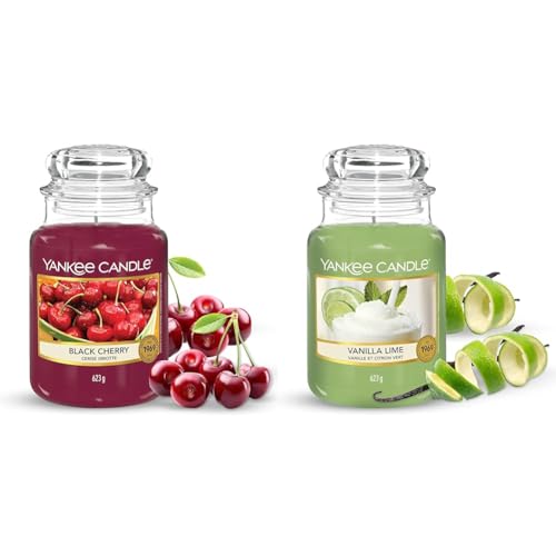 Image of Yankee Candle Large Jar Candle, Black Cherry with Vanilla Lime