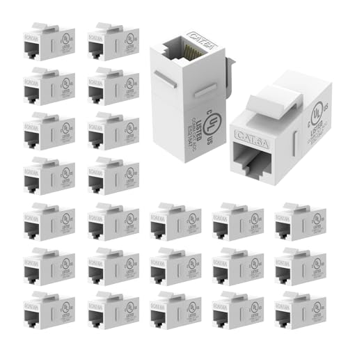 VCE CAT 6A Keystone Coupler (UL Listed), 25-Pack RJ45 Keystone